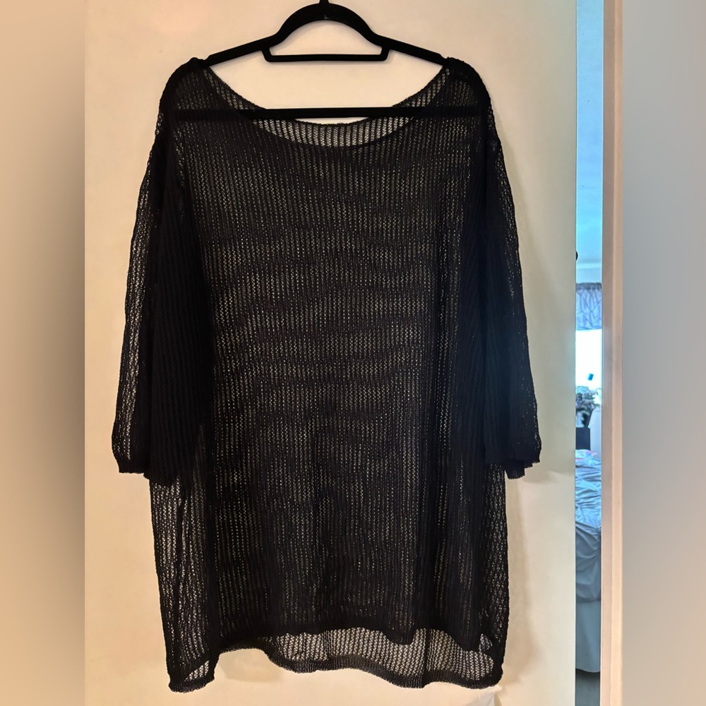 Black Sheer Knit Top or beach cover up